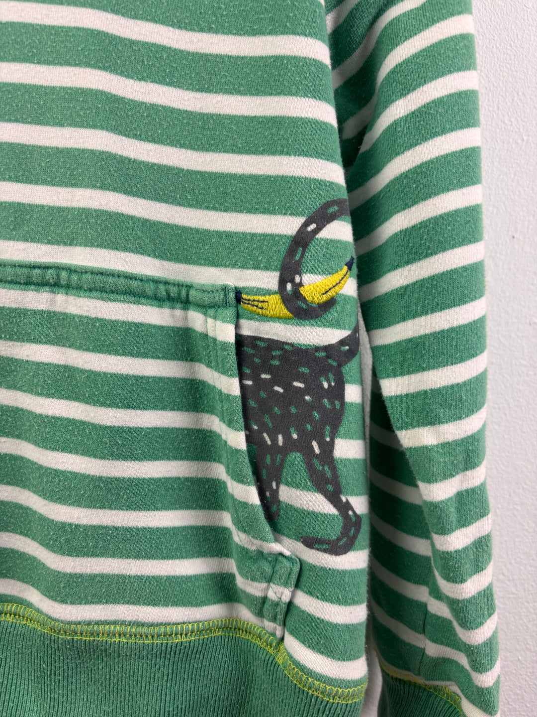 Boden Green Striped Hoodie With Monkeys And Bananas 5-6 Years-Hoodies-Second Snuggle Preloved