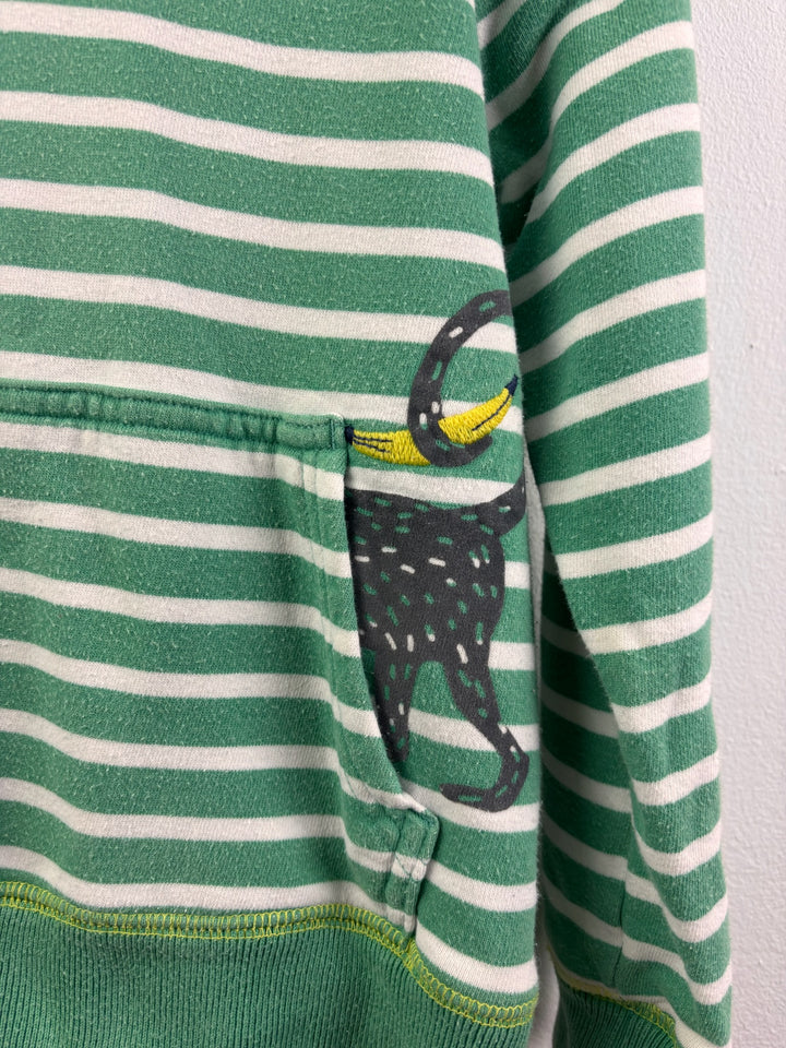 Boden Green Striped Hoodie With Monkeys And Bananas 5-6 Years-Hoodies-Second Snuggle Preloved