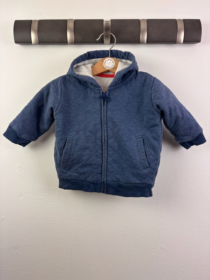 M&amp;S Navy Zip-Up Hoodie with Grey Lining 3-6 Months-Hoodies-Second Snuggle Preloved