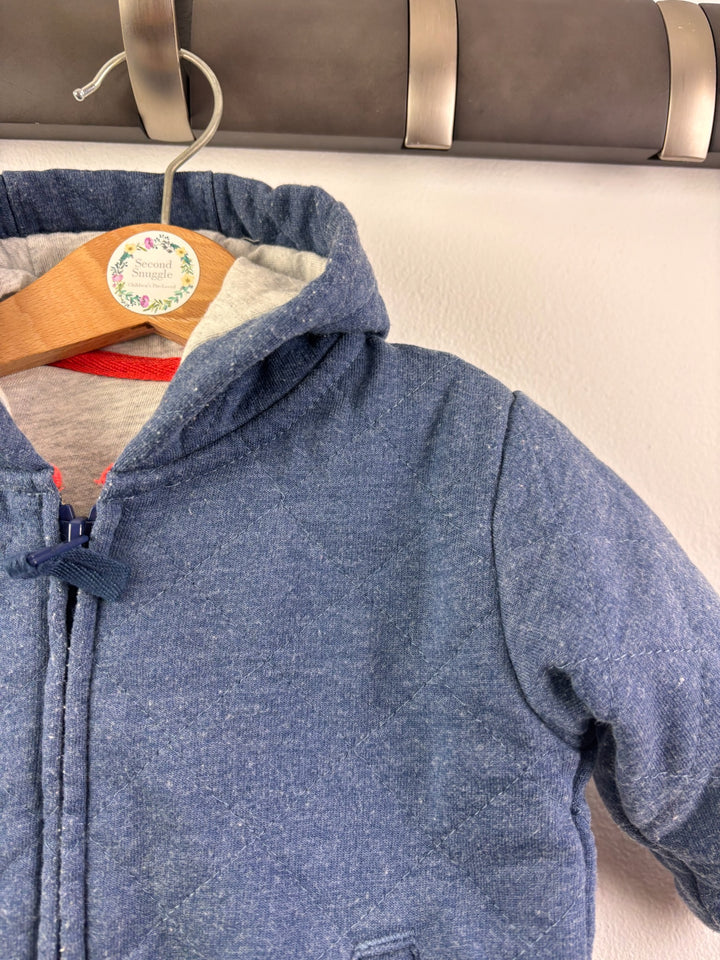 M&amp;S Navy Zip-Up Hoodie with Grey Lining 3-6 Months-Hoodies-Second Snuggle Preloved