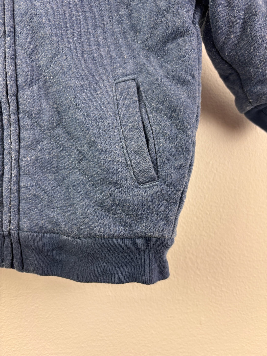 M&amp;S Navy Zip-Up Hoodie with Grey Lining 3-6 Months-Hoodies-Second Snuggle Preloved
