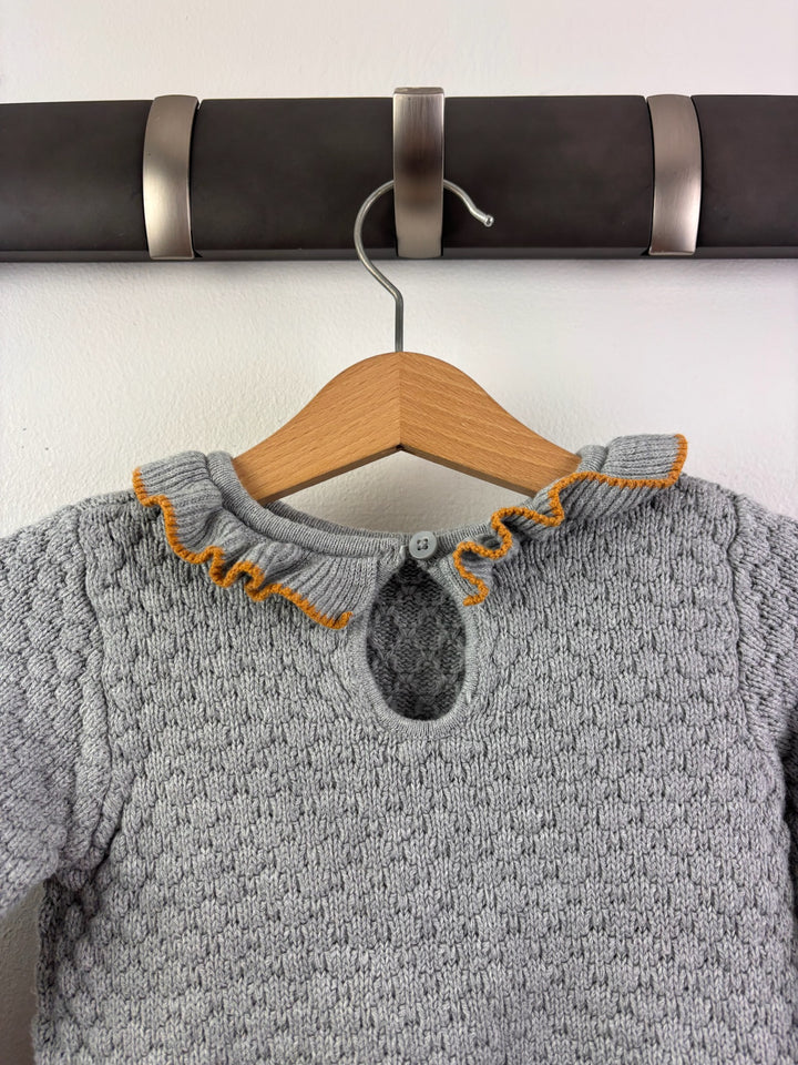 M&amp;S Grey Knitted Jumper with Bird Appliqué 6-9 Months-Jumpers-Second Snuggle Preloved