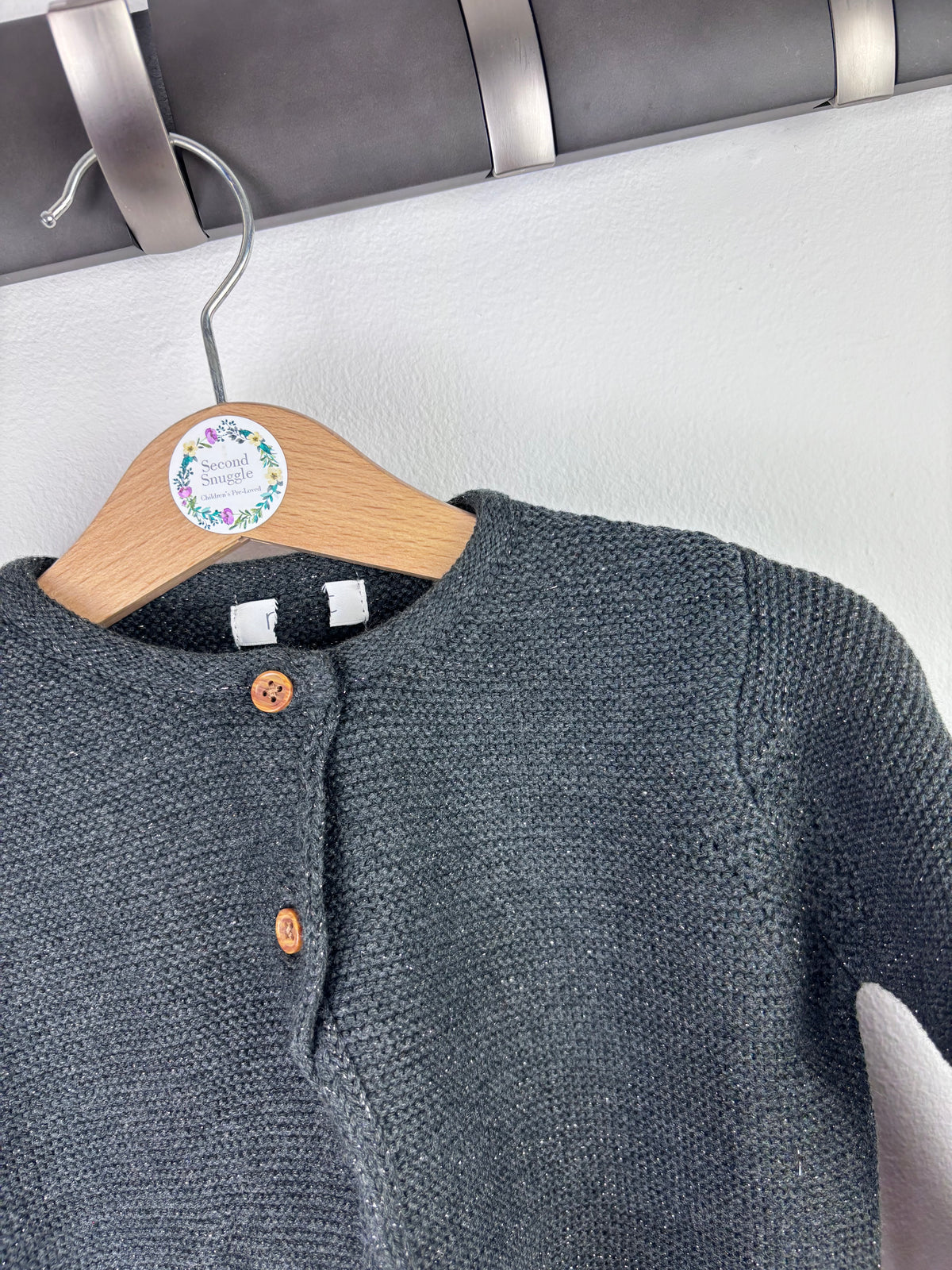 Next Charcoal Knit Sparkle Cardigan-Cardigans-Second Snuggle Preloved