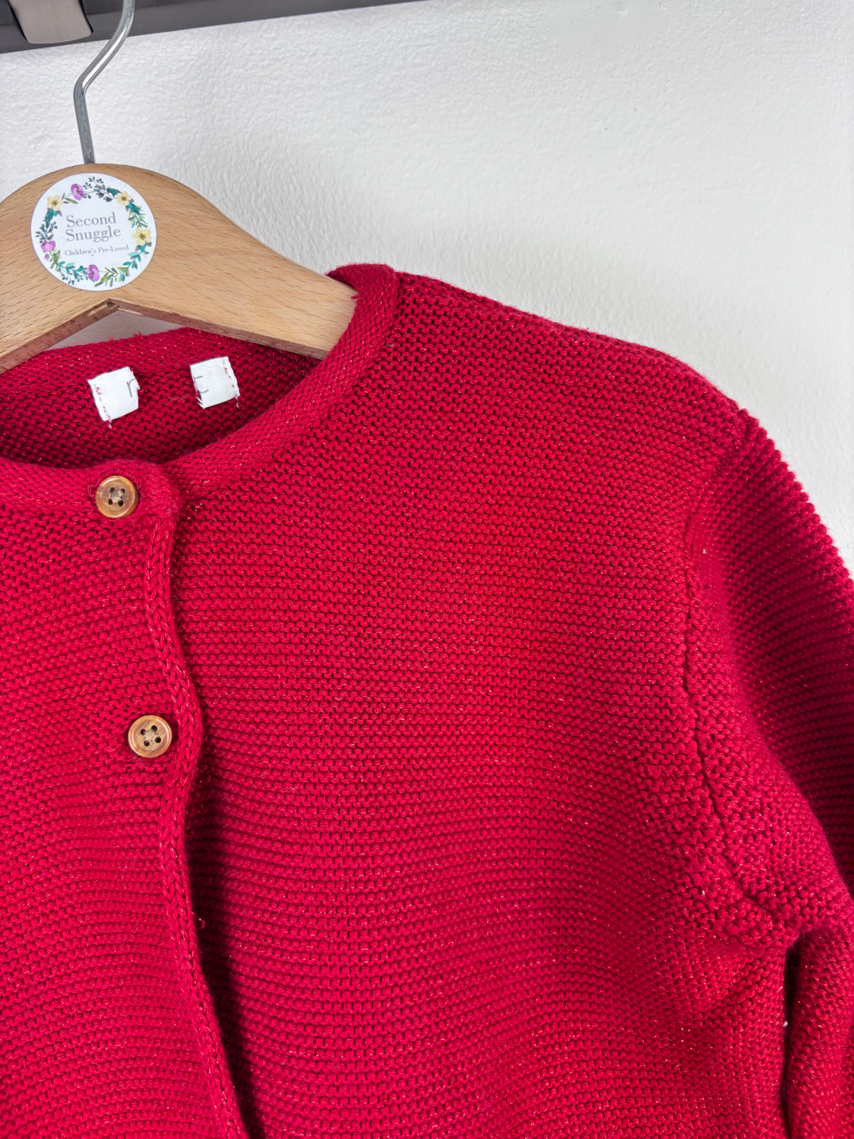 Next Red Knit Sparkle Cardigan-Cardigans-Second Snuggle Preloved