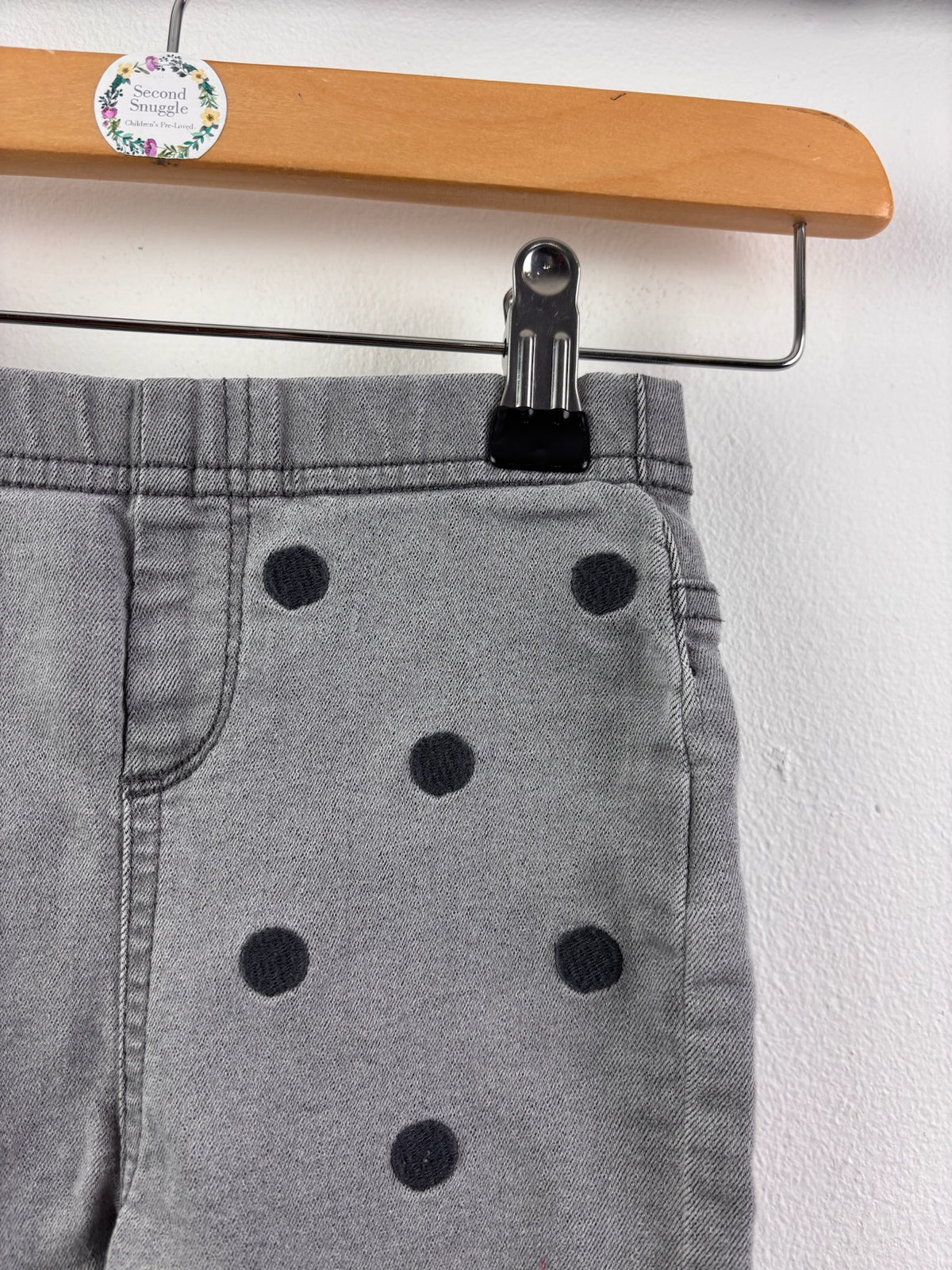 M&S Grey Jeggings with Polka Dot Print 2-3 Years-Trousers-Second Snuggle Preloved
