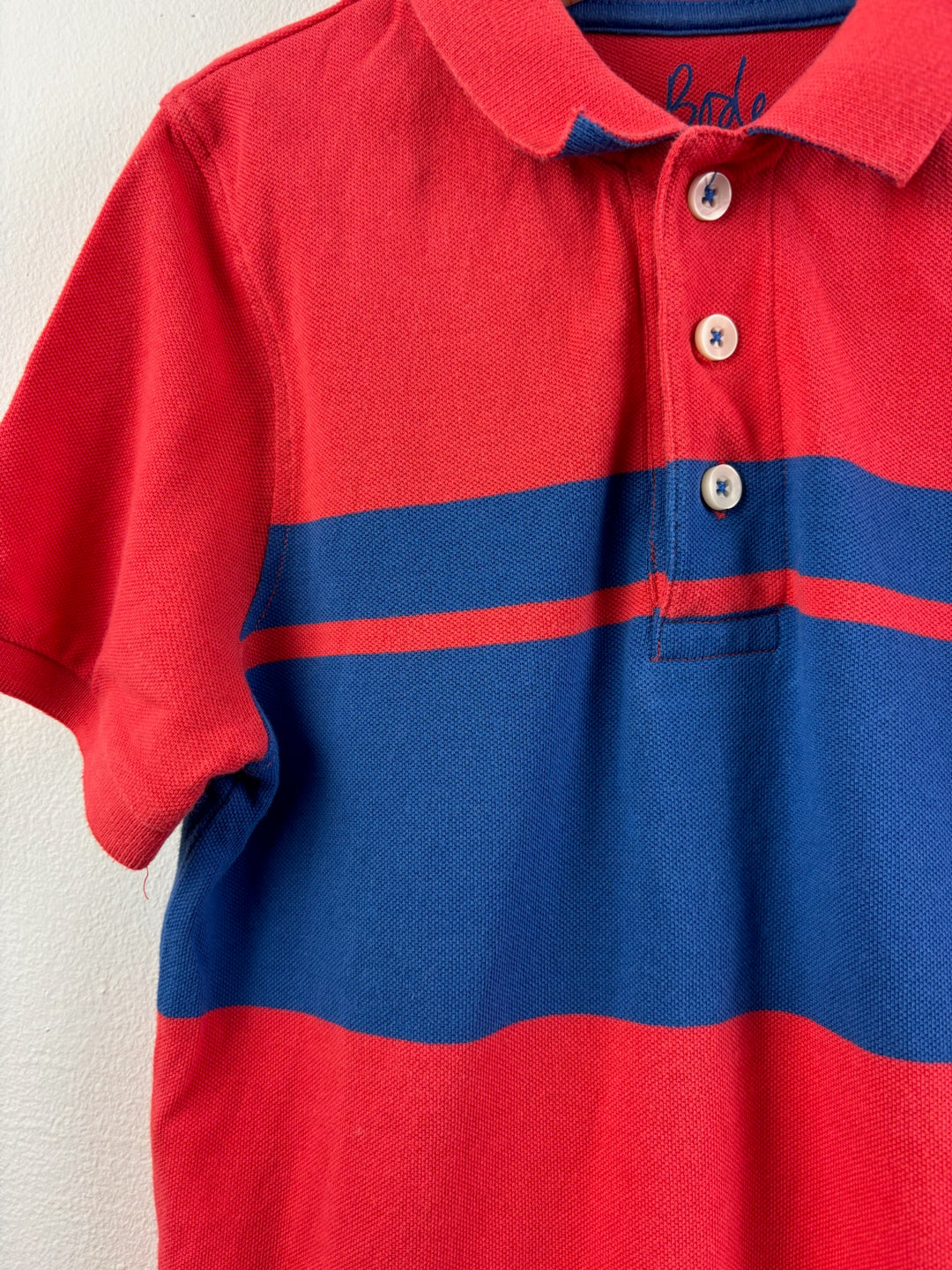 Boden Red Polo Shirt with Blue Chest Stripes 9-10 Years-Tops-Second Snuggle Preloved