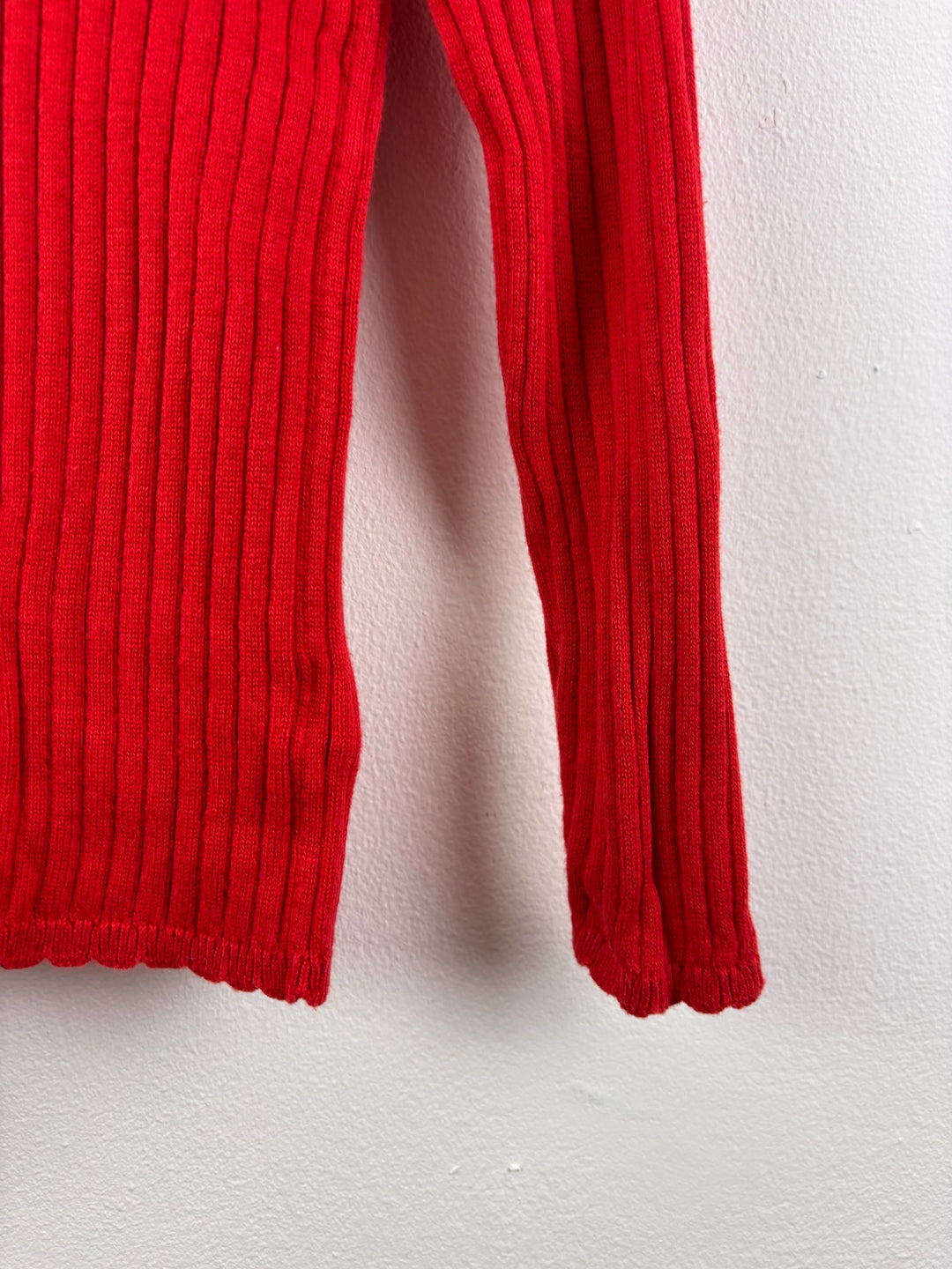 Tu Red Ribbed Jumper with Frill Neckline 3-4 Years-Tops-Second Snuggle Preloved