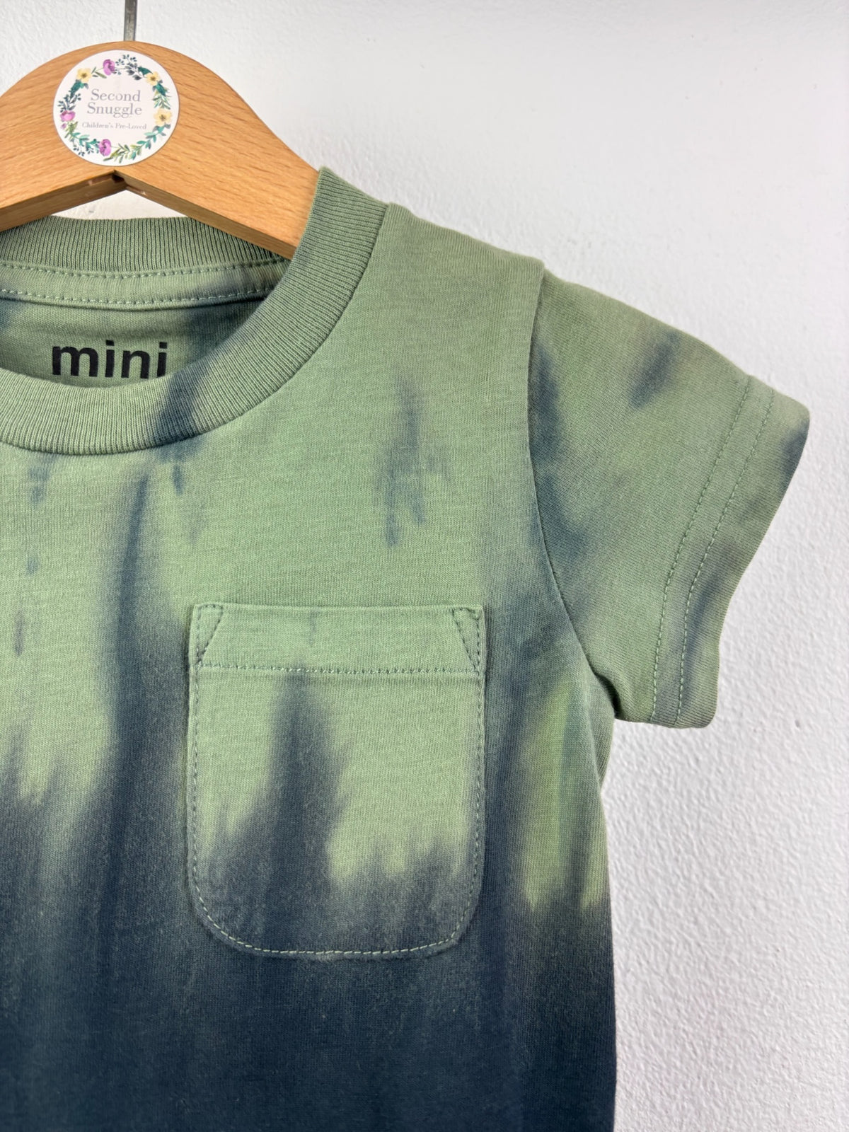 Munster Green and Navy Dip-Dye T-Shirt with Chest Pocket 3-6 Months-Tops-Second Snuggle Preloved