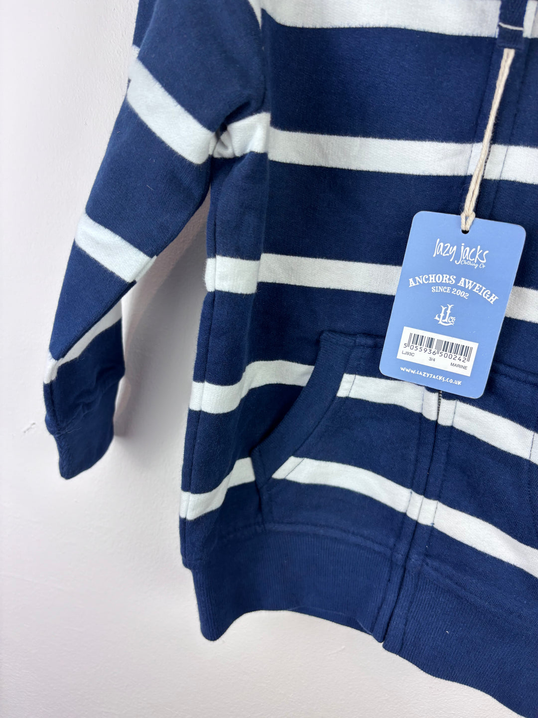 Lazy Jacks Navy Striped Hoodie 3-4 Years-Hoodies-Second Snuggle Preloved