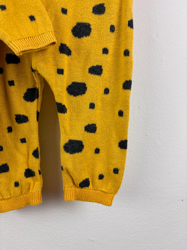 Next Mustard Knitted Jumper and Leggings Set with Leopard Design 3-6 Months-Sets-Second Snuggle Preloved