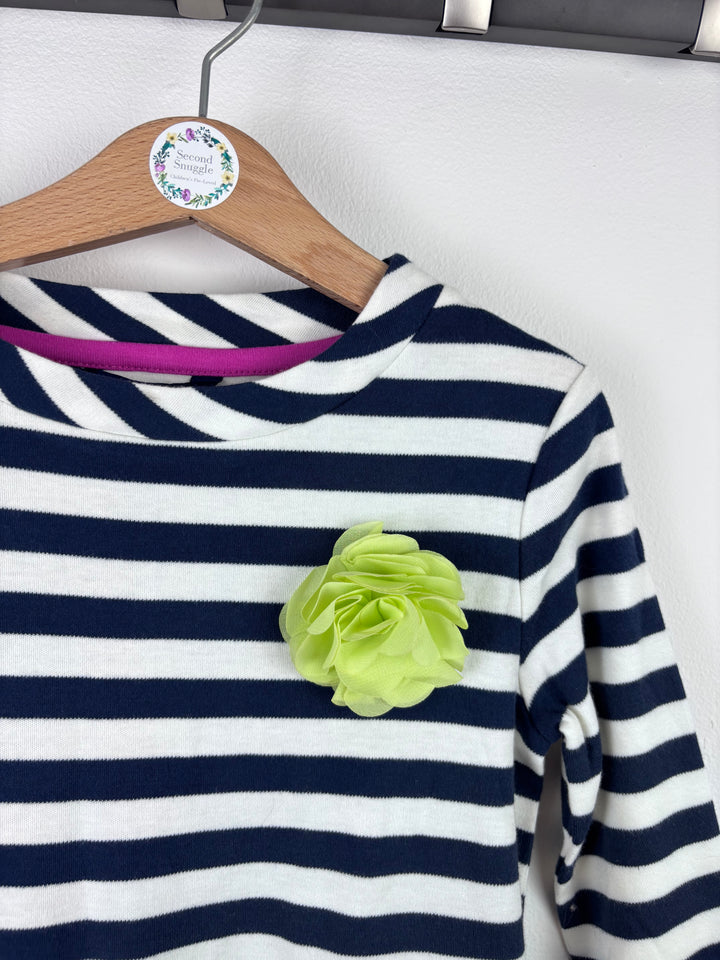 Joules Navy Stripe Dress with Flower Detail 5-6 Years-Dresses-Second Snuggle Preloved