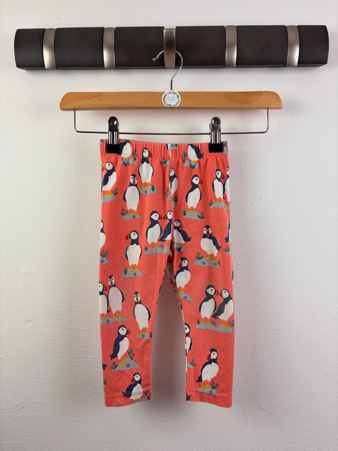 Frugi Coral Leggings with Puffin Print 9-12 Months-Leggings-Second Snuggle Preloved