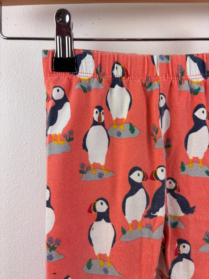 Frugi Coral Leggings with Puffin Print 9-12 Months-Leggings-Second Snuggle Preloved