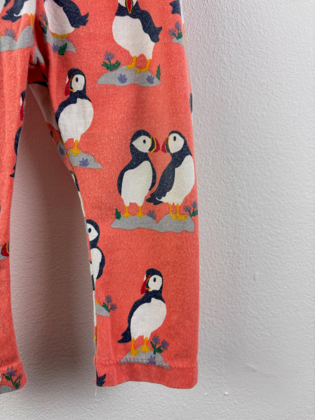 Frugi Coral Leggings with Puffin Print 9-12 Months-Leggings-Second Snuggle Preloved
