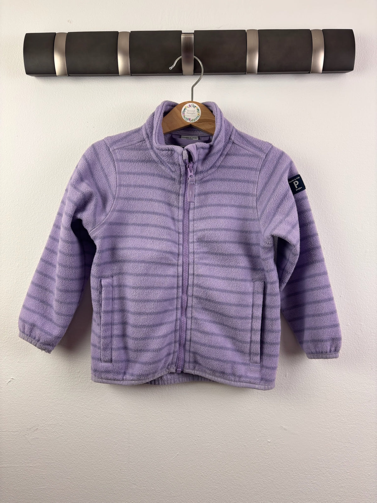Polarn O. Pyret Lilac Striped Zip-Up Fleece 1-2 Years-Fleeces-Second Snuggle Preloved