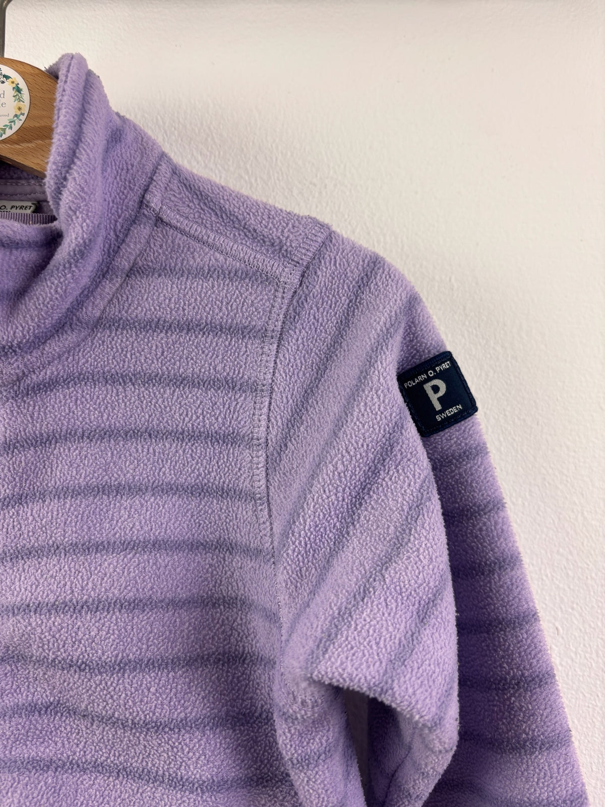 Polarn O. Pyret Lilac Striped Zip-Up Fleece 1-2 Years-Fleeces-Second Snuggle Preloved