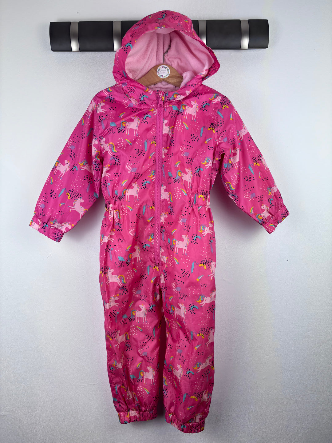 Matalan Pink Unicorn Print Puddle Suit 2-3 Years-Puddle Suits-Second Snuggle Preloved