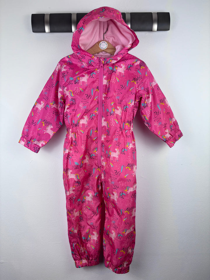 Matalan Pink Unicorn Print Puddle Suit 2-3 Years-Puddle Suits-Second Snuggle Preloved