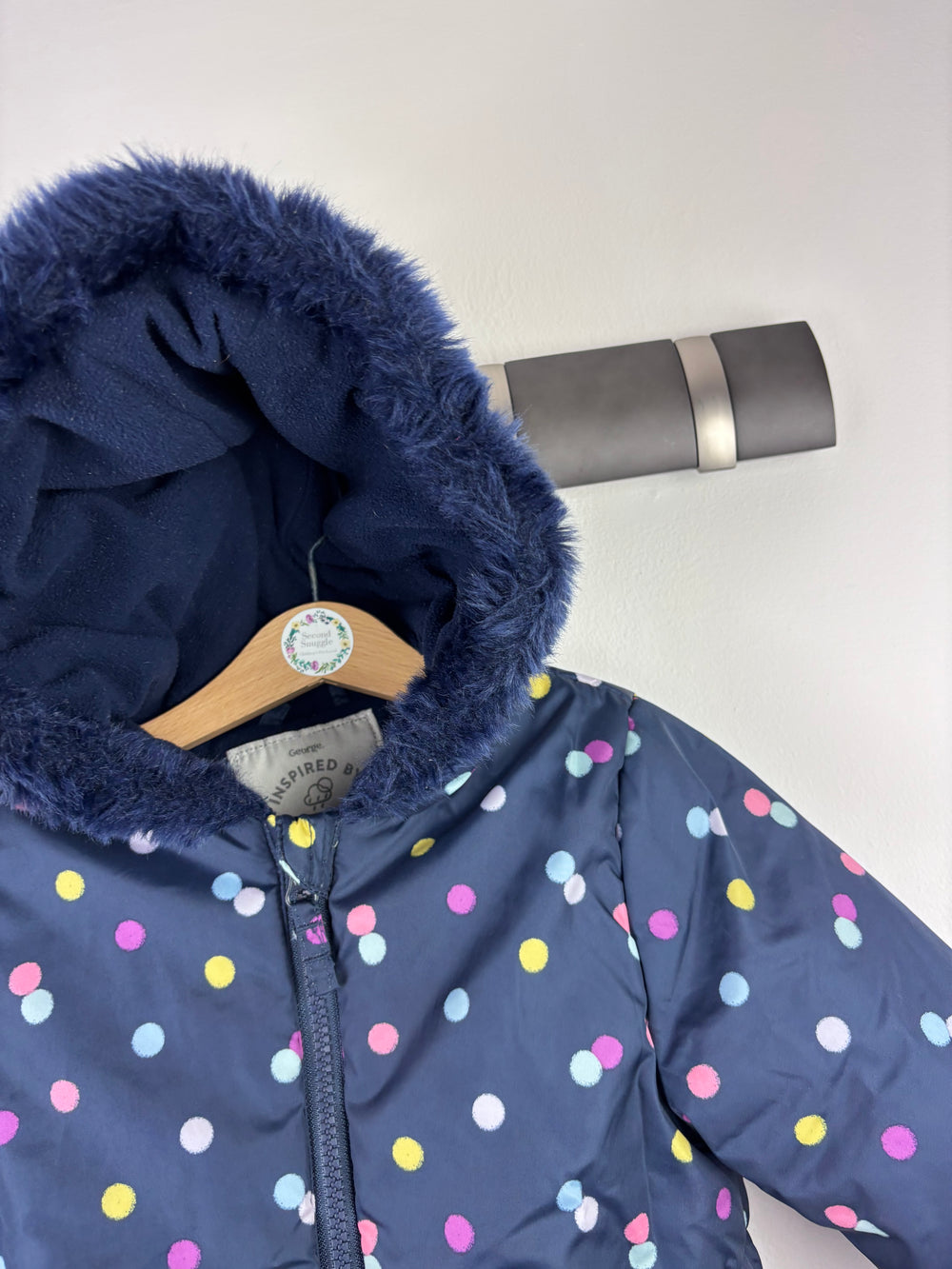 George Navy Polka Dot Snowsuit 2-3 Years-Snow Suits-Second Snuggle Preloved