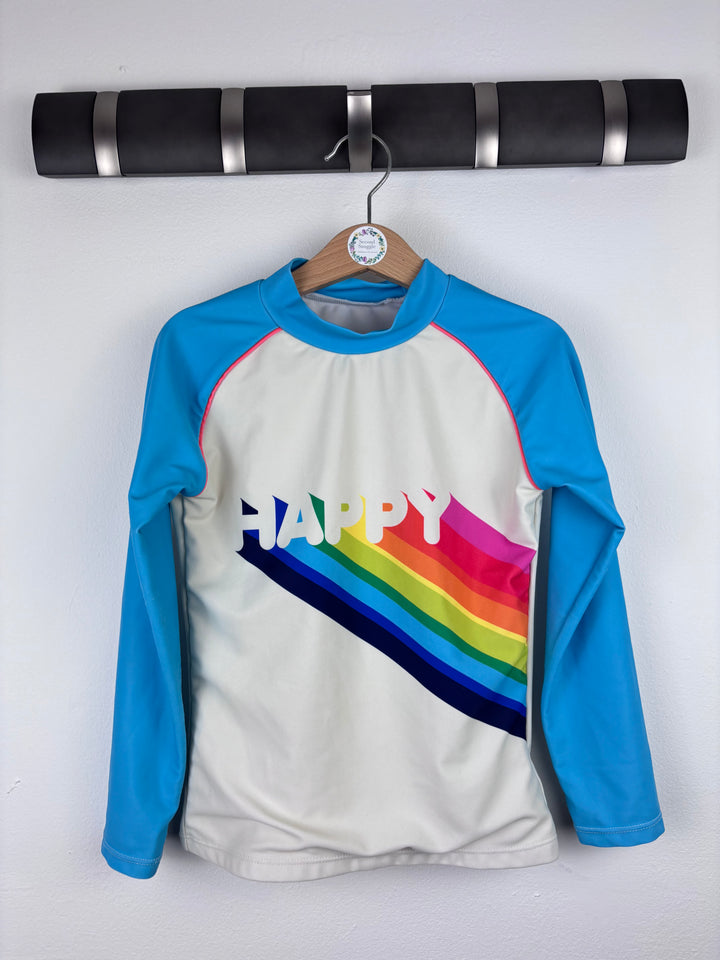 Little Bird by Jools Rainbow Rash Vest “HAPPY” 5-6 Years-Swimming-Second Snuggle Preloved