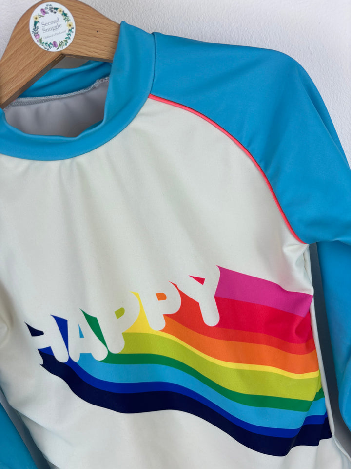 Little Bird by Jools Rainbow Rash Vest “HAPPY” 5-6 Years-Swimming-Second Snuggle Preloved
