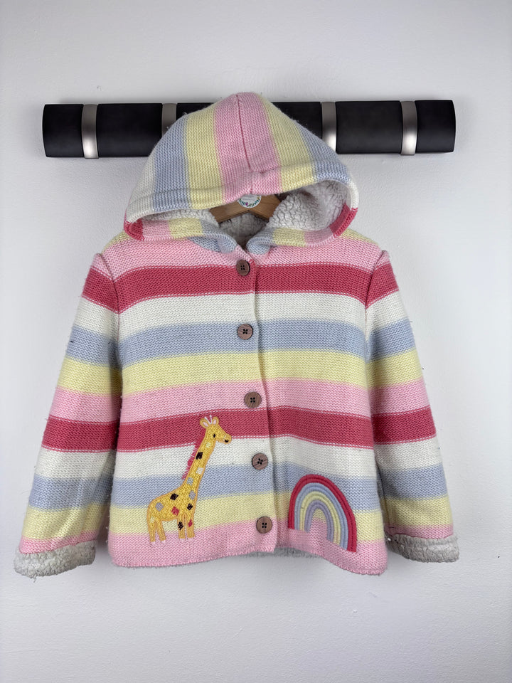 Nutmeg Pastel Stripe Giraffe Knit Hoodie 2-3 Years