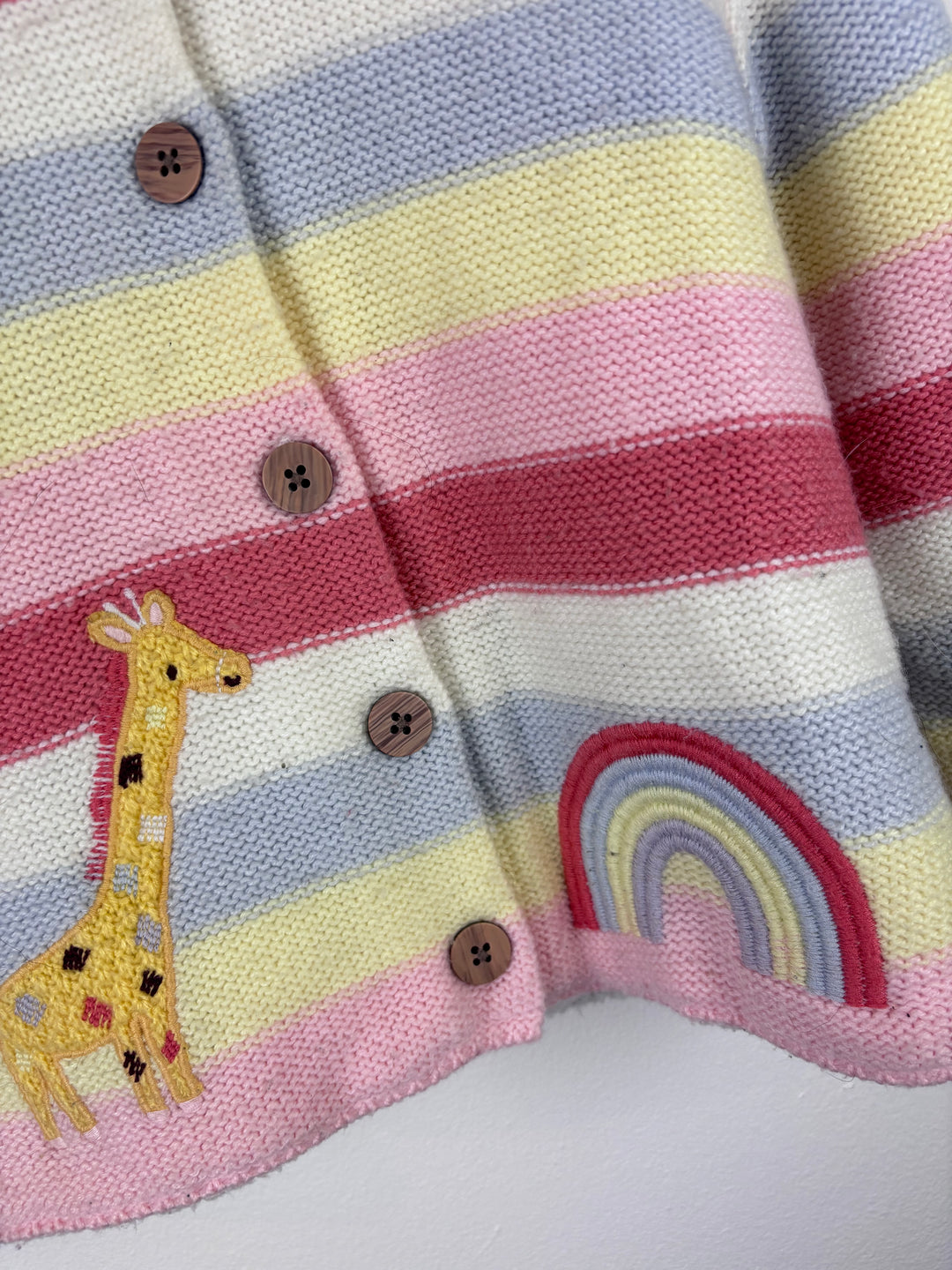 Nutmeg Pastel Stripe Giraffe Knit Hoodie 2-3 Years