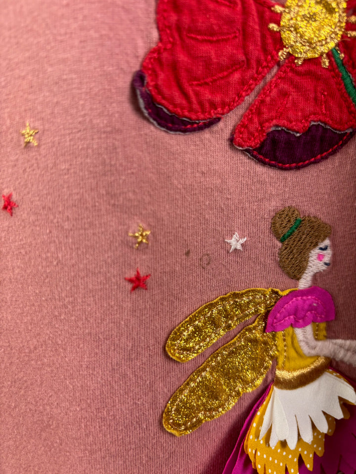 Boden Dusky Pink Dress with Fairy and Flower Appliqué 4-5 Years-Dresses-Second Snuggle Preloved