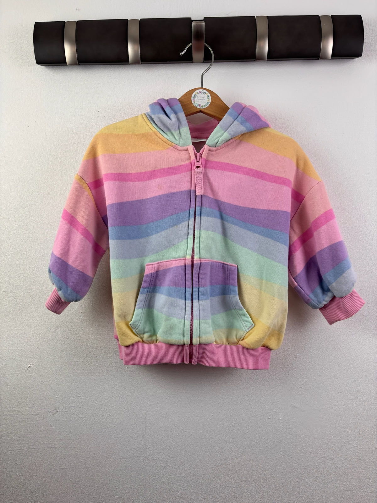 Next Pastel Rainbow Striped Zip-Up Hoodie 12-18 Months-Hoodies-Second Snuggle Preloved