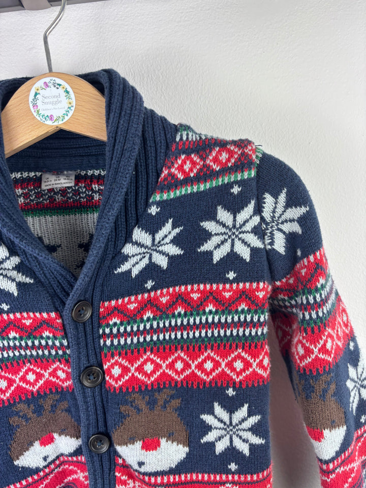 Fred & Flo Reindeer Knit Cardigan 18–24 Months