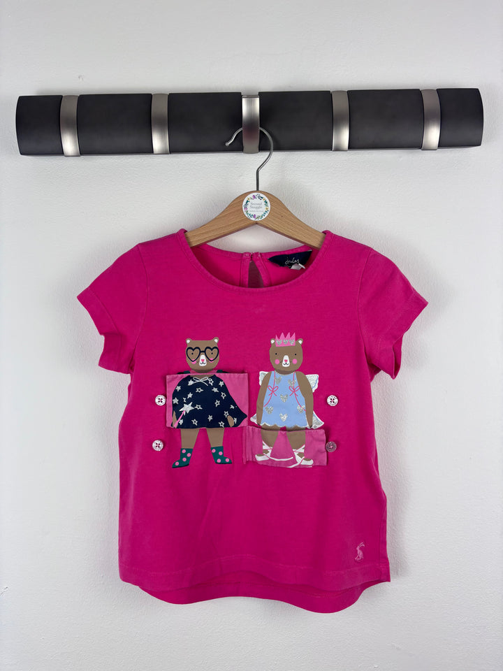 Joules Pink Bear Appliqué Top 5 Years-Tops-Second Snuggle Preloved