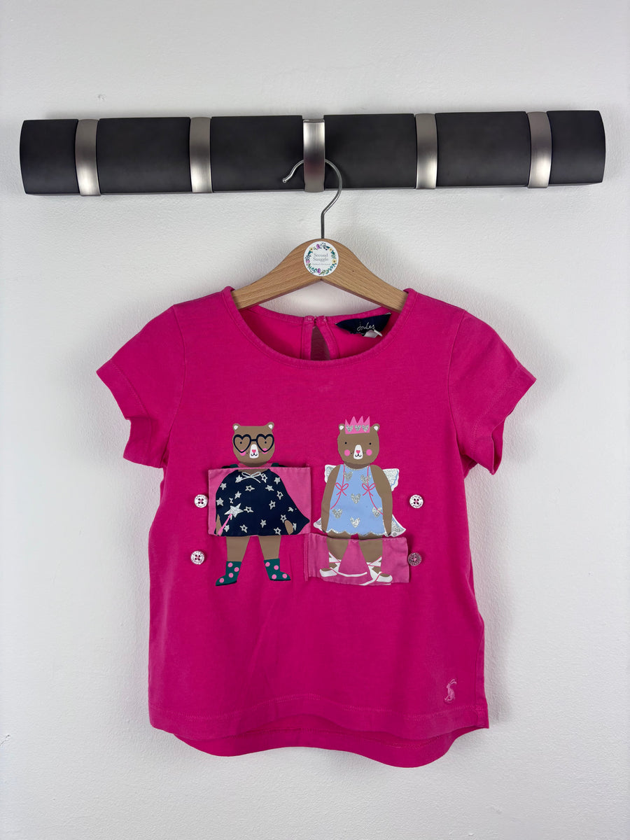 Joules Pink Bear Appliqué Top 5 Years-Tops-Second Snuggle Preloved