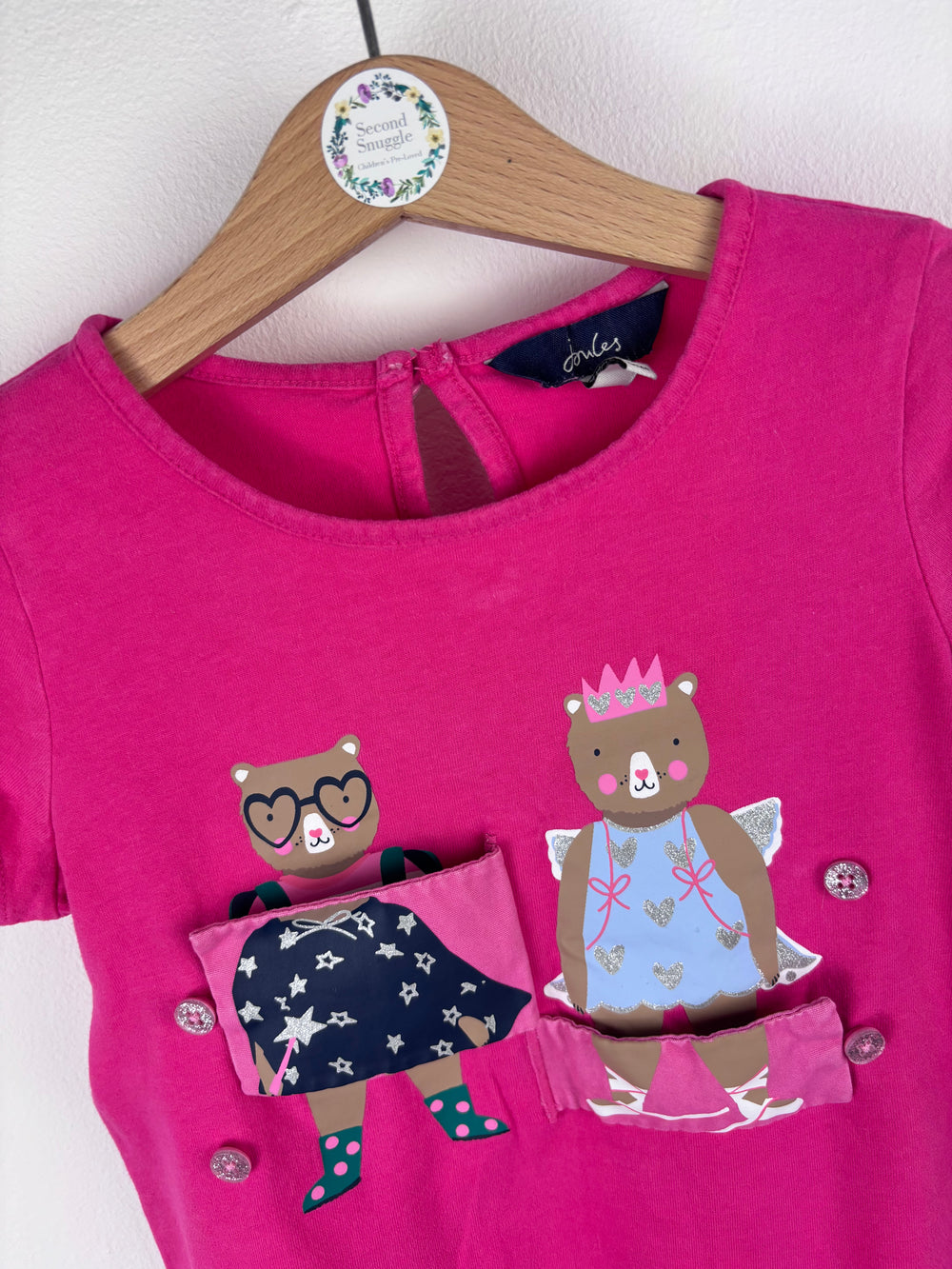 Joules Pink Bear Appliqué Top 5 Years-Tops-Second Snuggle Preloved