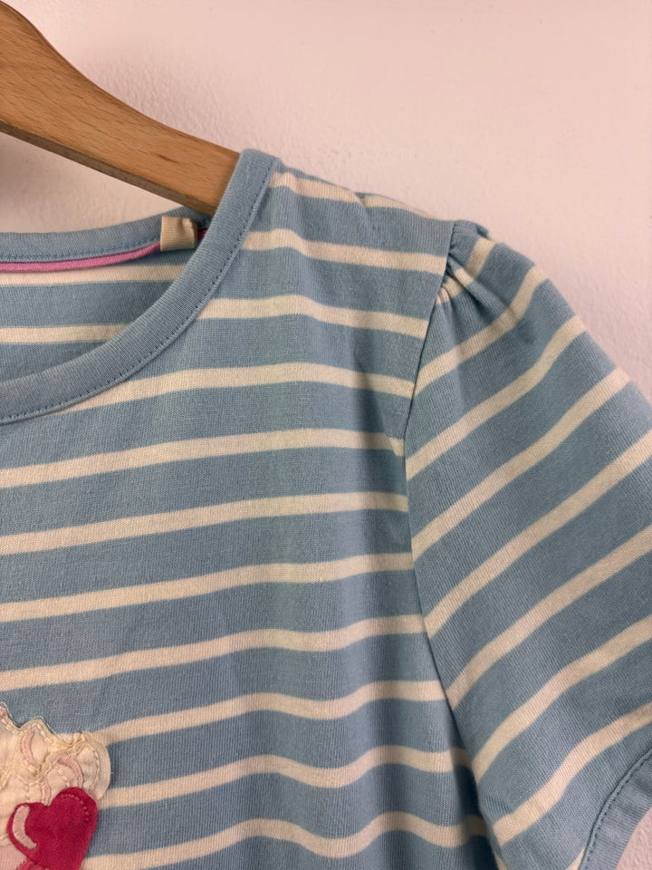 Boden Blue Striped T-Shirt with Cake Appliqué 9-10 Years-Tops-Second Snuggle Preloved