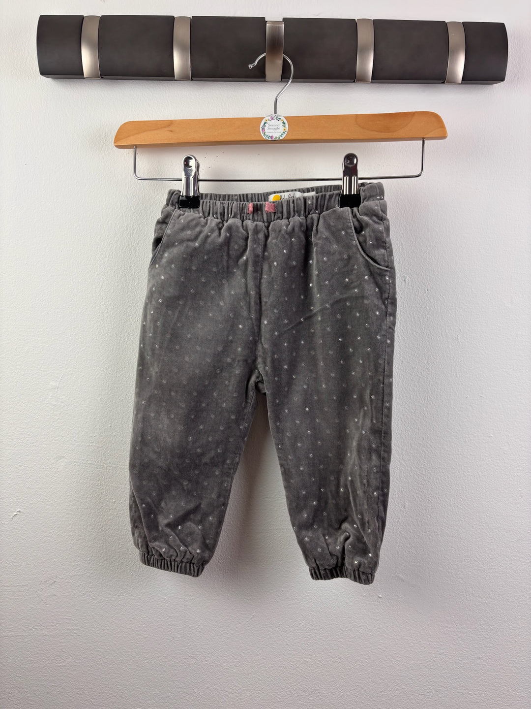 Baby Boden Grey Trousers with Silver Spot Print 12-18 Months-Trousers-Second Snuggle Preloved