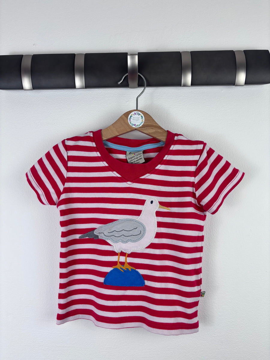 Frugi Seagull Stripe Appliqué Top 18–24 Months-Tops-Second Snuggle Preloved
