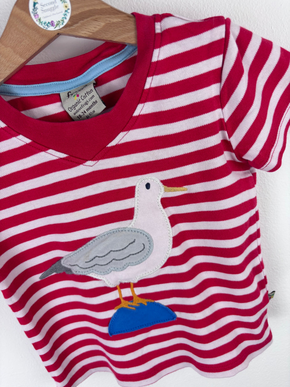 Frugi Seagull Stripe Appliqué Top 18–24 Months-Tops-Second Snuggle Preloved
