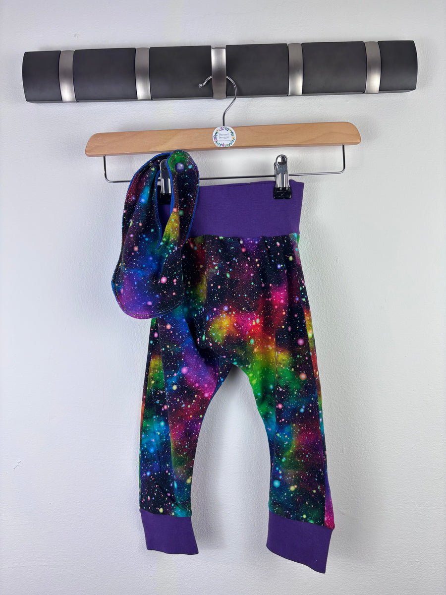 Handmade Galaxy Trousers and Bib Set 6–12 Months-Leggings-Second Snuggle Preloved