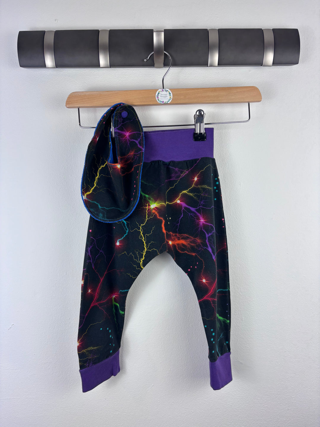 Handmade Lightning Leggings and Bib Set 6–12 Months-Leggings-Second Snuggle Preloved
