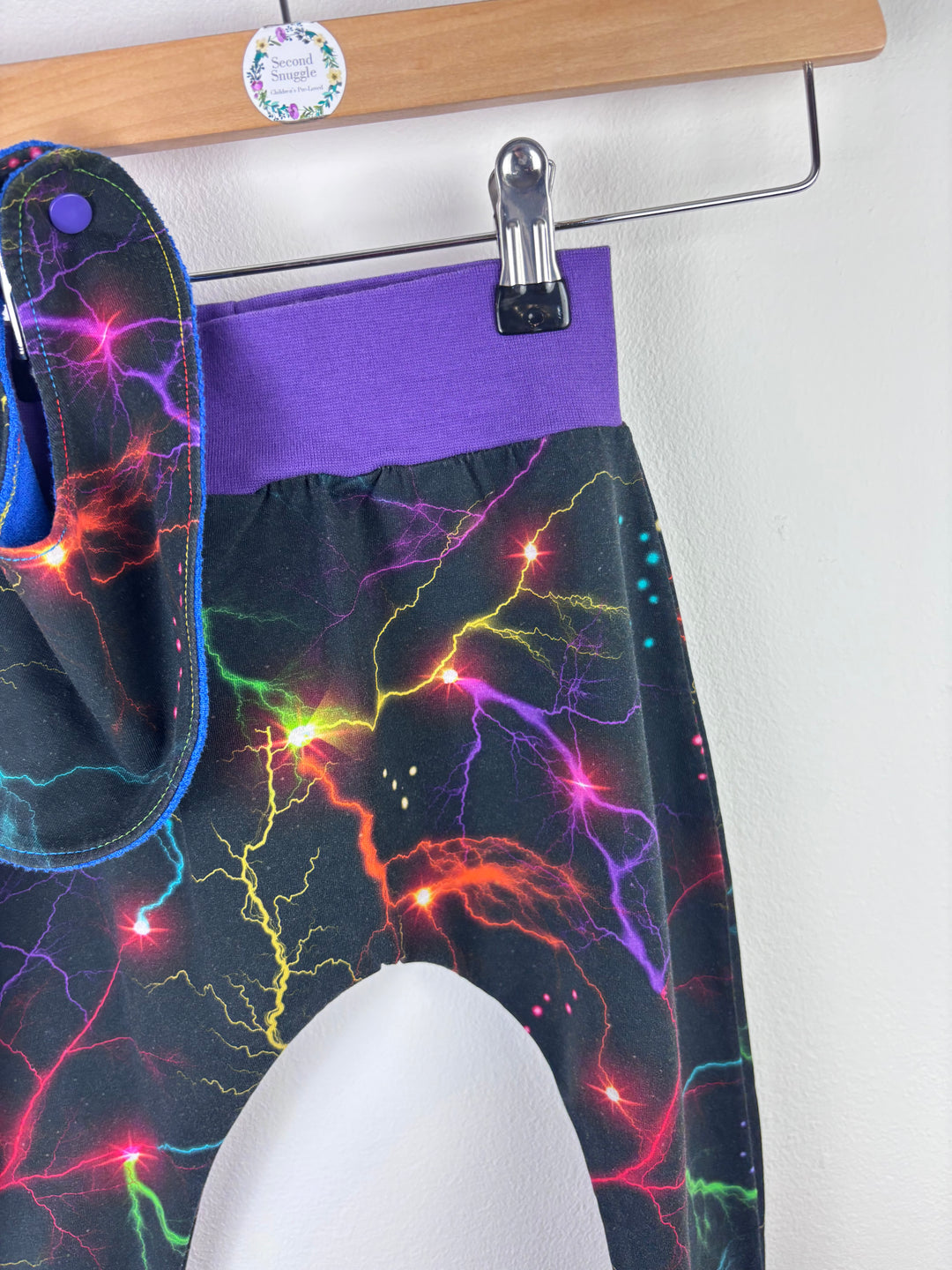 Handmade Lightning Leggings and Bib Set 6–12 Months-Leggings-Second Snuggle Preloved