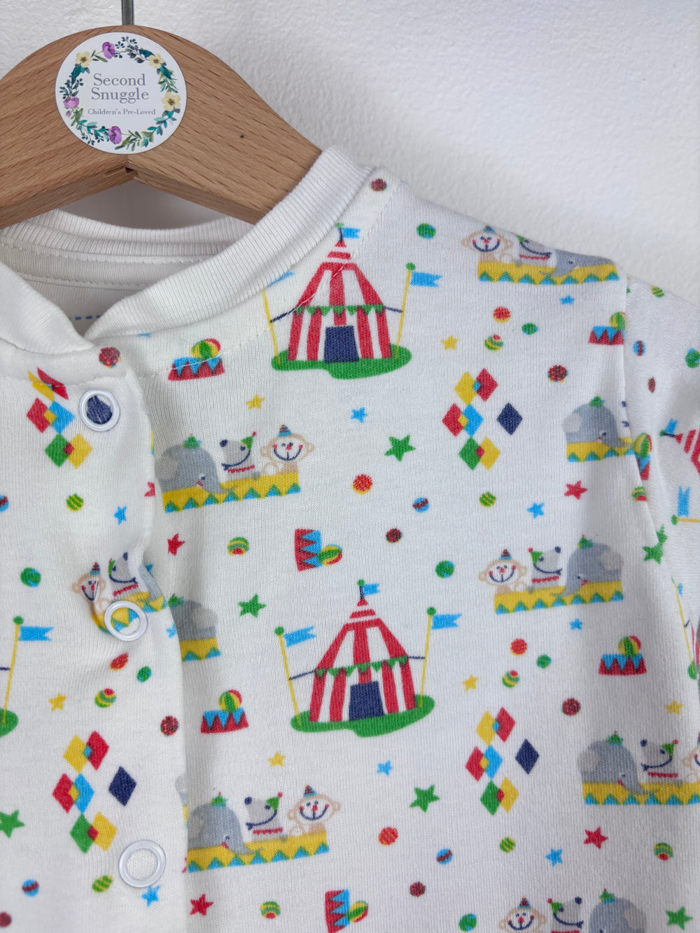 JoJo Maman Bébé Circus Sleepsuit 0–3 Months-Sleepsuits-Second Snuggle Preloved