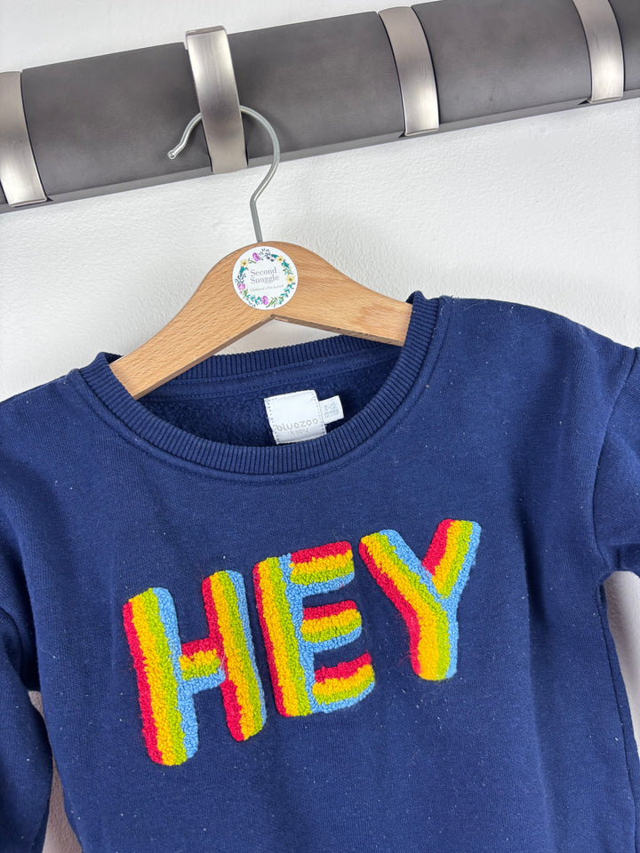 Blue Zoo HEY Sweatshirt 9-12 Months-Jumpers-Second Snuggle Preloved