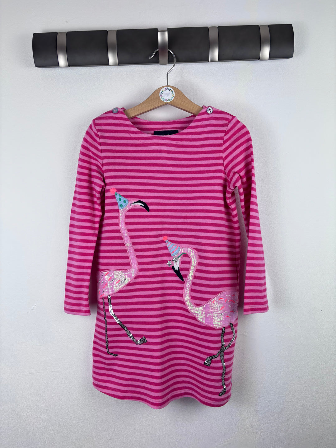 Joules Pink Stripe Flamingo Dress 6 Years-Dresses-Second Snuggle Preloved