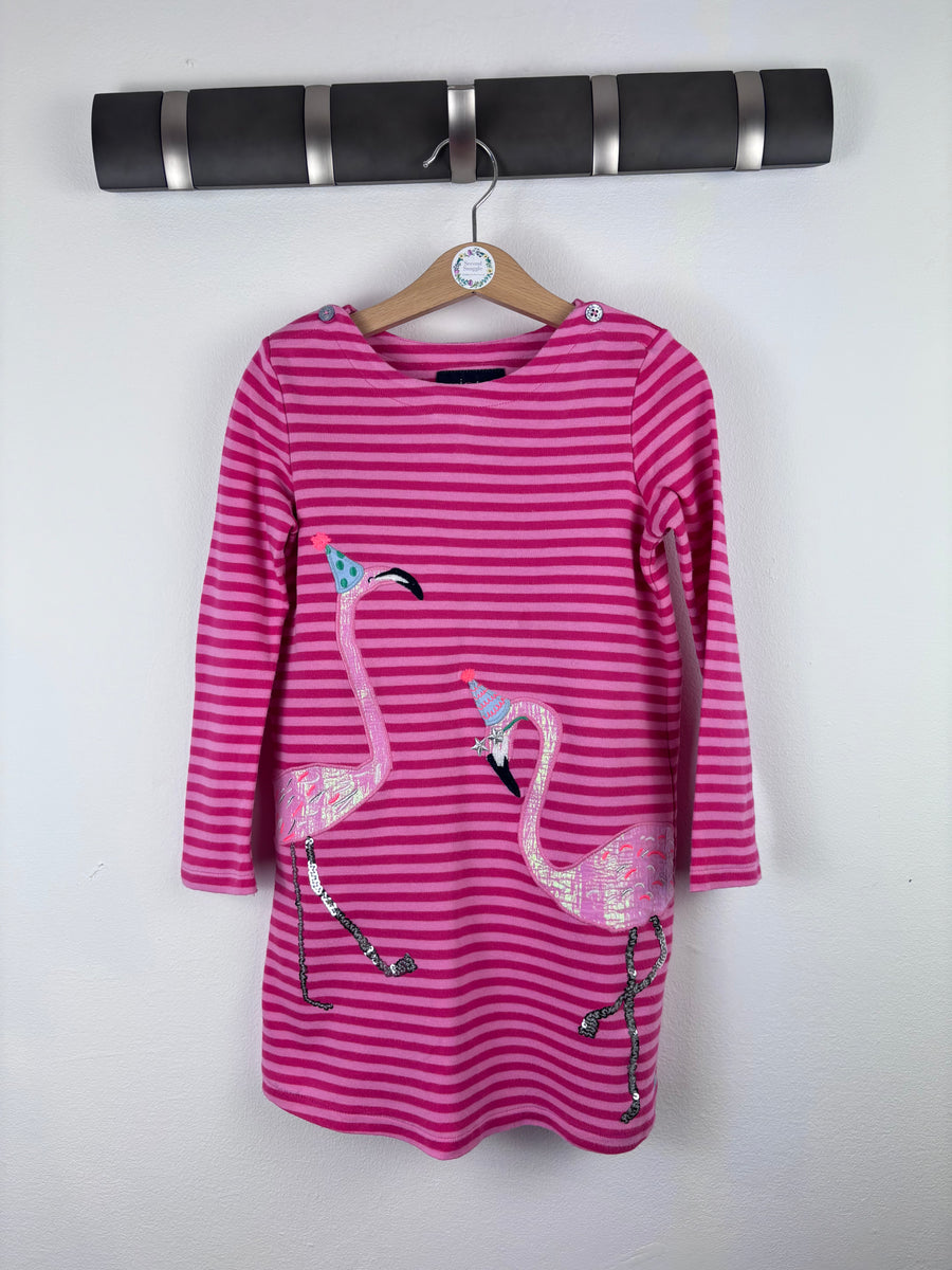 Joules Pink Stripe Flamingo Dress 6 Years-Dresses-Second Snuggle Preloved