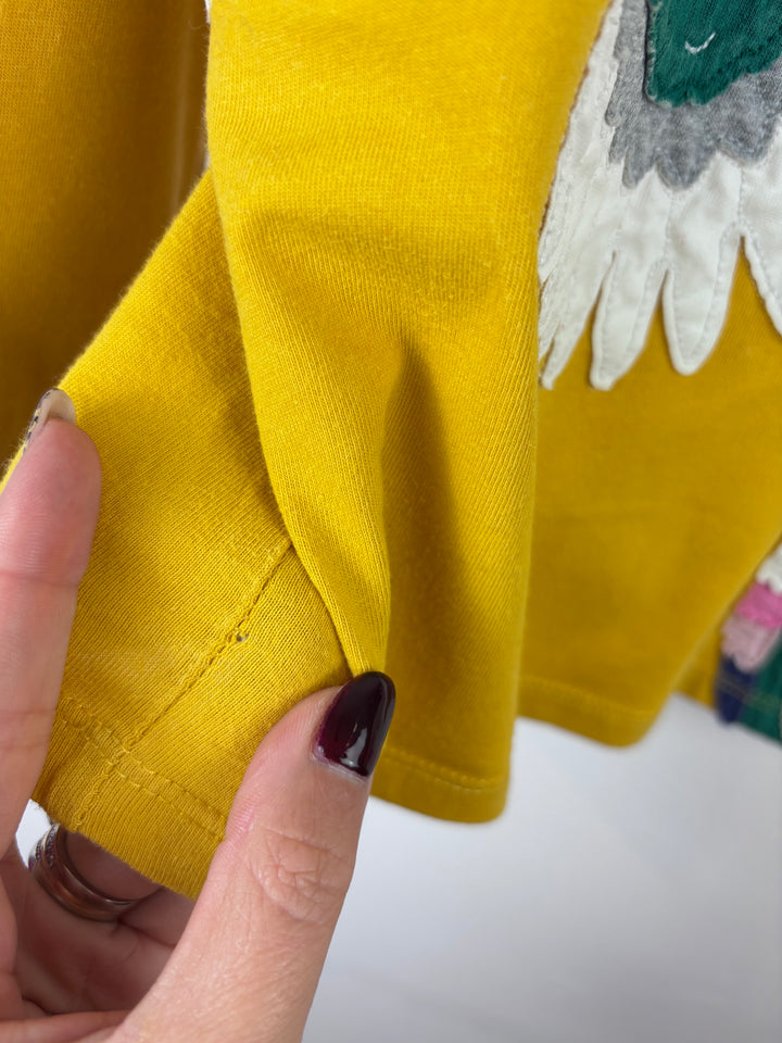 Boden Mustard Owl Top 7-8 Years PLAY