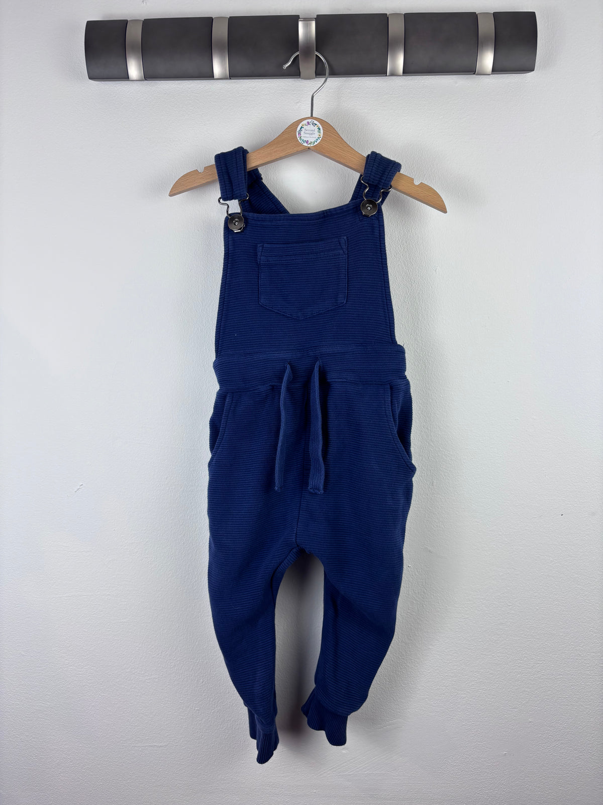 Next Navy Jersey Dungarees 18-24 Months-Dungarees-Second Snuggle Preloved