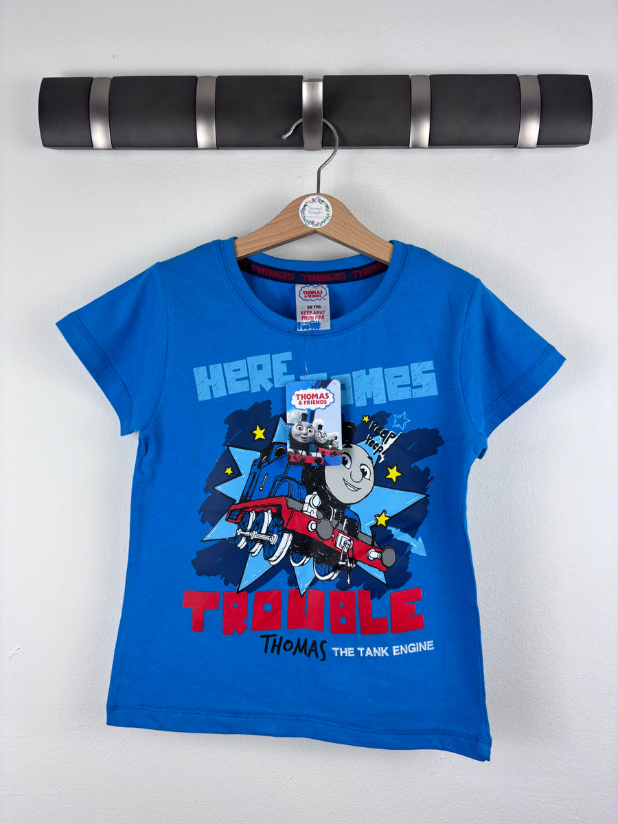 Thomas The Tank Engine Blue T-Shirt 5-6 Years-Tops-Second Snuggle Preloved