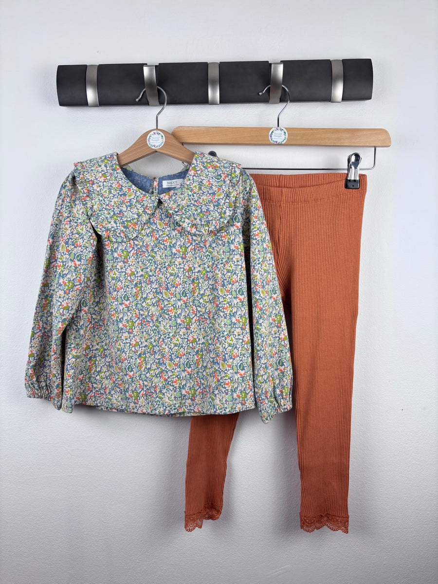 Ex Next Floral Top and Rust Leggings Set Various Sizes-Sets-Second Snuggle Preloved
