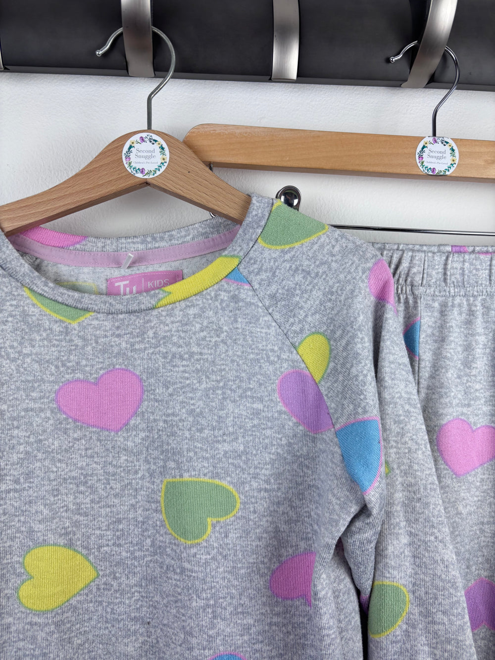 Tu Grey Heart Pyjama Set 7-8 Years-Night Wear-Second Snuggle Preloved