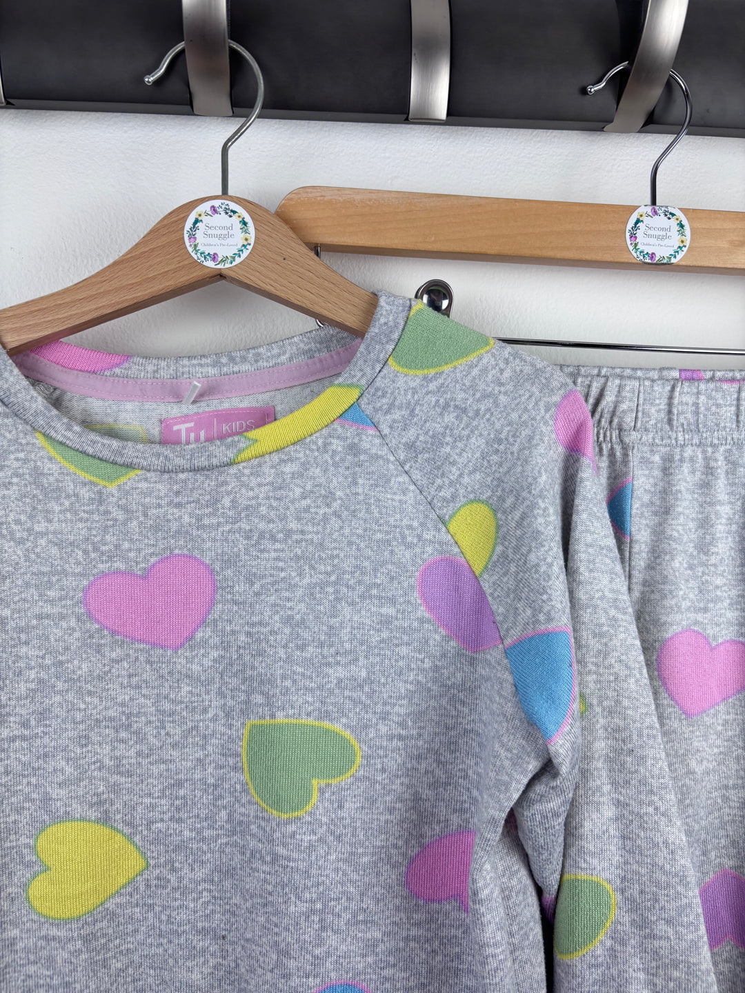 Tu Grey Heart Pyjama Set 7-8 Years-Night Wear-Second Snuggle Preloved
